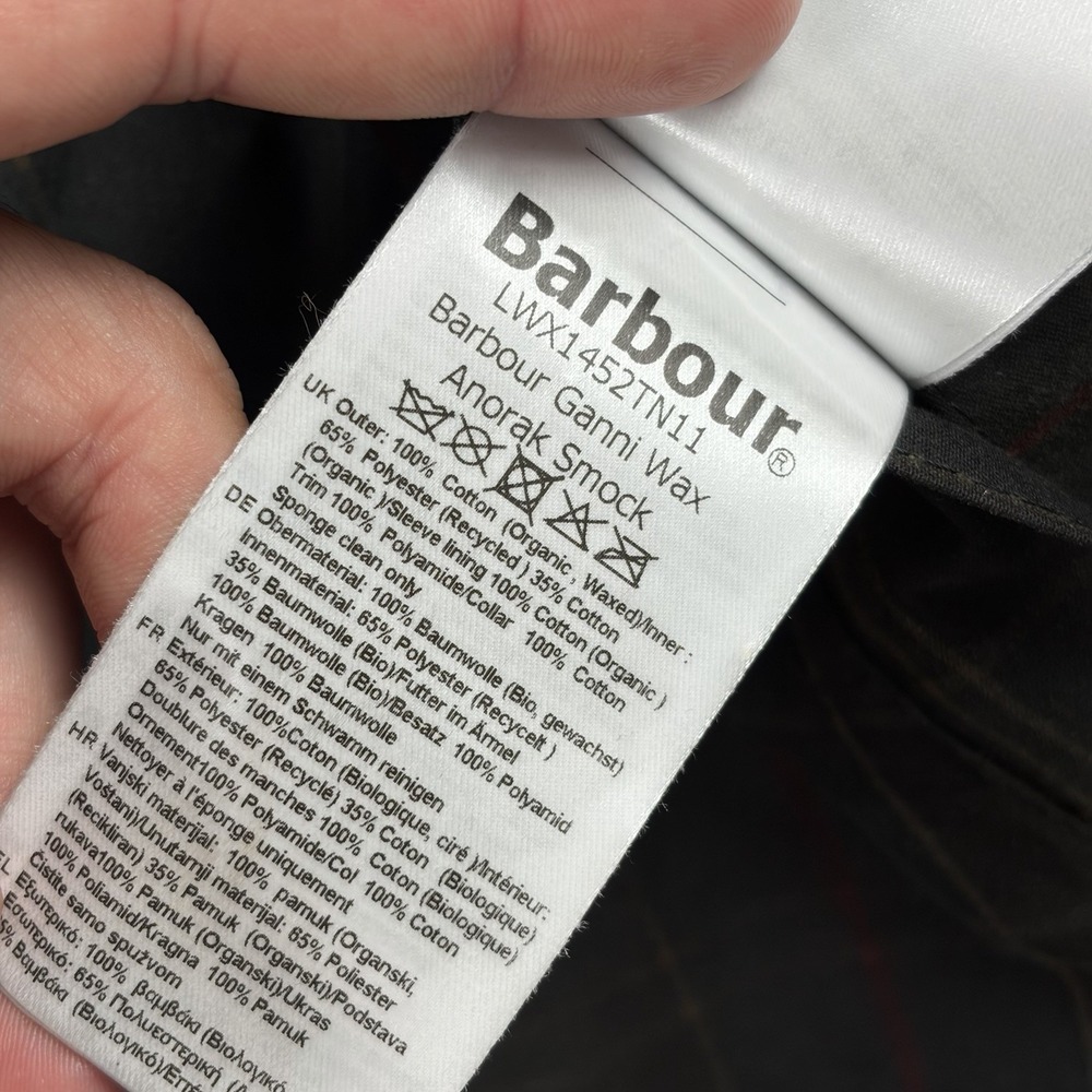 Barbour x Ganni Jacket Womens 8 Black Tartan Waxed Hooded Smock Anorak NWT - Picture 14 of 14